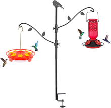 Deck Bird Feeder Pole, 42 Inches, Multiple Hooks, Adjustable, Detachable, Heavy  - $34.69