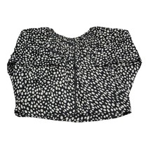 Full Zip Shirt Womens L Black White Dolman Long Sleeve Sheer Polyester Blouse - £14.63 GBP