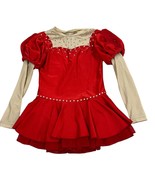Girls Red Long Sleeve Rhinestone Ice Figure Skating Dress - $1,720.23 MXN