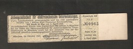 Germany Zinsschein AG elektrotechnische Unternehmungen 1905 Coupon Kupon... - $6.70