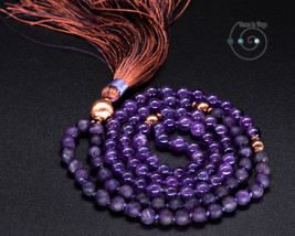 hand knotted 108 mala beads, individually made in USA, 6mm amethyst, purple - $56.00