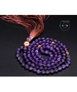 hand knotted 108 mala beads, individually made in USA, 6mm amethyst, purple - £43.93 GBP