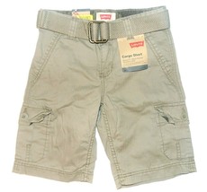 Levi&#39;s Boys Cargo Shorts Khaki with Belt Size 5 NWT - $17.53