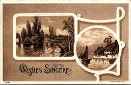 Vtg Postcard 1910s Unused Greetings Wishes Sincere Cabin Boat Embossed  P Riche - £8.47 GBP