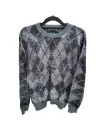 BKE Pullover Sweater Large Mens Black Grey Crew Neck Long Sleeve Diamond... - £16.26 GBP