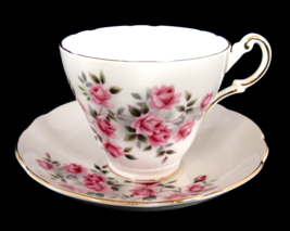 Regency English Bone China Tea Cup and Saucer Pink Roses Gilded Lovely - £7.07 GBP