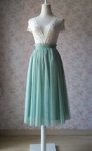 Sage Green Tulle Midi Skirt Outfit Bridesmaid Custom Plus Size Midi Tulle Skirt image 1
