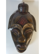 African Wood Tribal Face Mask Hand Carved 15&quot; unique Vintage Painted Wal... - €17,06 EUR