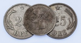 1874-1912 Denmark 10-25 Ore Coin Lot of 3, KM 796.1, 796.2, 807 - $77.96