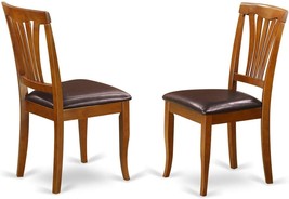 East West Furniture Avon Dining Chair Set Faux Leather Seat And Saddle Brow - £154.99 GBP