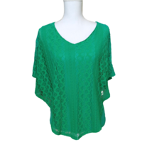 ESPRESSO Womens Lacy Tunic Size S Ruffled Sleeve Green Top Lined - £13.91 GBP
