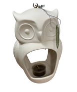 Midwest-CBK White Bisque Ceramic Owl Tealight Candle Holder 7.5 Inches Tall - £16.97 GBP