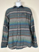 Ocean Current Men Size L Striped Knit Button Up Shirt Long Sleeve Pocket - £6.45 GBP