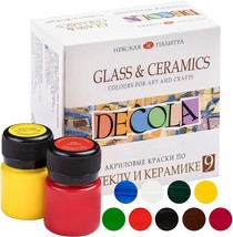 Decola Glass and Ceramics Paint Set 9 colors х 20 ml by Nevskaya Palitra... - £23.90 GBP