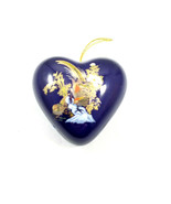 Porcelain Heart Ornament Blue Gold Birds Scented Potpourri Unmarked - £6.75 GBP