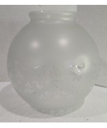 Antique Vtg Frosted Etched Floral Glass Round Sconce Pendant Lamp Light ... - $18.81