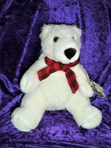 Commonwealth LUDWIG BEAR Plush Target 1987 White Red/black plaid bow 12&quot;... - £7.75 GBP