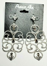 Franco Gia Silver Plated Earrings Special Occasion Dangle C Z&#39;s Bling  S... - £21.03 GBP