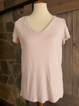 Express Waffle Knit V-Neck Easy Tee Size S Truffle Pink - £14.18 GBP