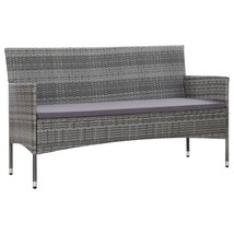  Sofa Grey PE rattan, steel, polyester fabric 3-seater - $3,721.94 MXN