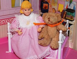 Pink Nightgown with teddbear fits Fisher Price Loving Family Dollhouse Mom Doll - £3.15 GBP