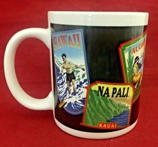 Hawaii Travel Labels design souvenir Hula dancer coffee mug - $9.85