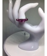 2-Stone Radiant Orchid Quartz Platinum /Sterling Silver Geometrical Ring... - $47.99 CAD