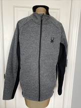 Mens Spyder Core Sweater Sweatshirt Black Gray Full Zip Size L - £27.97 GBP