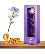 Gifts for Women Her Wife,Rainbow Rose Artificial Flower with Love Stand - £12.25 GBP