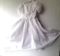 Vintage Communion Baptism White Calla Lilly White Girl Dress 8 Sugar Plu... - $99.99