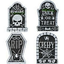 Set of 4 Polyfoam Tombstones Halloween Yard Decorations - £13.29 GBP