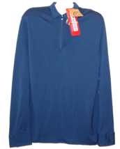 Island Issue Navy Blue Men&#39;s Half Zip Merino Wool Sweater Shirt Size S - £25.92 GBP