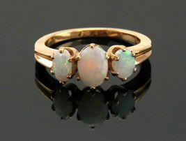 Vintage 14K Yellow Gold Over 3.10Ct Fire Opal Gemstone Wedding Ring Band - £69.49 GBP