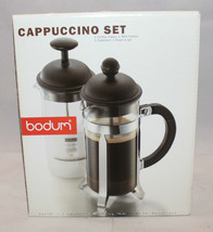 Bodum French Press Coffee Maker 12oz Milk Frother 3.5oz Cappuccino Set Black - £37.59 GBP