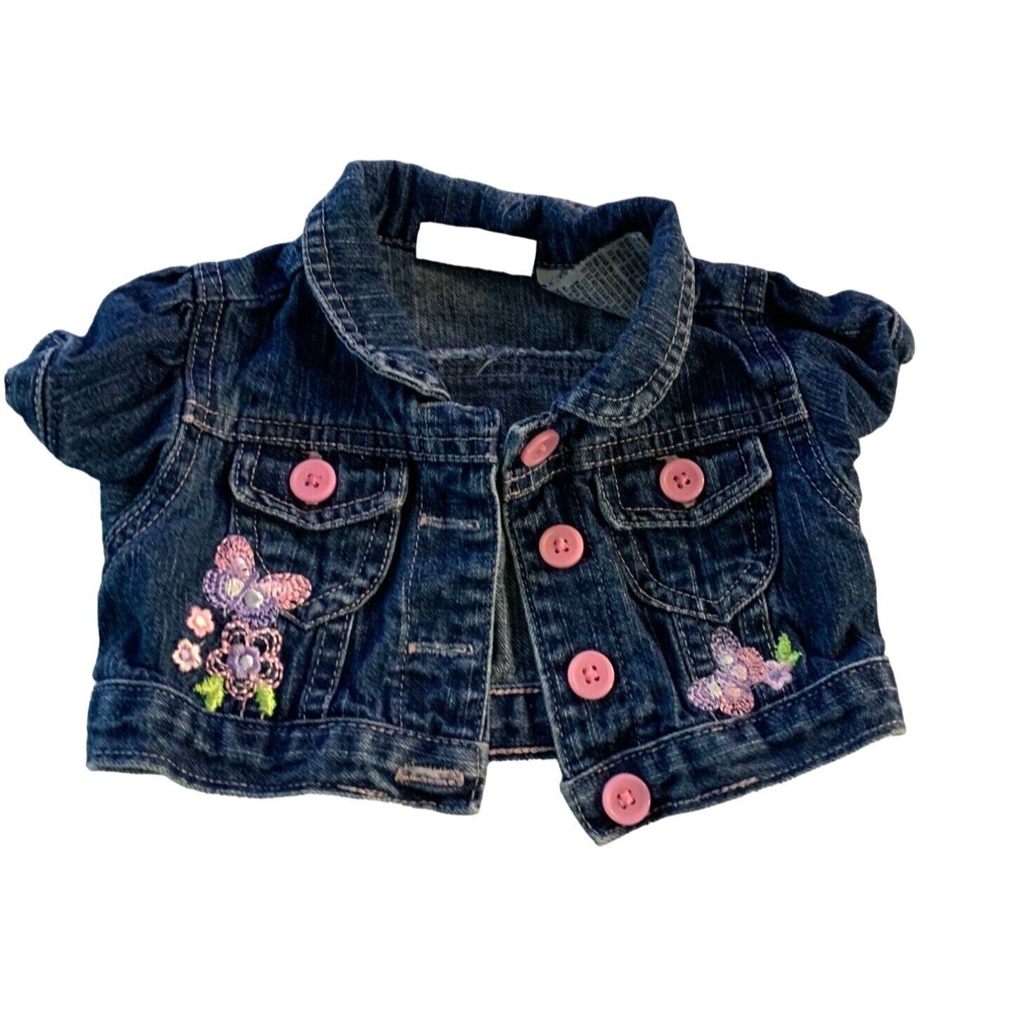 Primary image for Young Hearts Girls Infant Baby Size 6 9 months Cropped Jean Denim Jacket Pink Fl