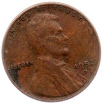 1952 S Lincoln Wheat Penny- Circulated- Near VF - £0.11 GBP