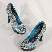 Shoes of Soul Women&#39;s Stiletto Pumps Platforms Heels Fabric Blue Sz 8 - $12.99