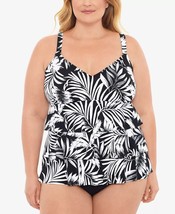 Swim Solutions One Piece Fauxkini Swimsuit Black White Plus Size 24W $119 - Nwt - £21.22 GBP