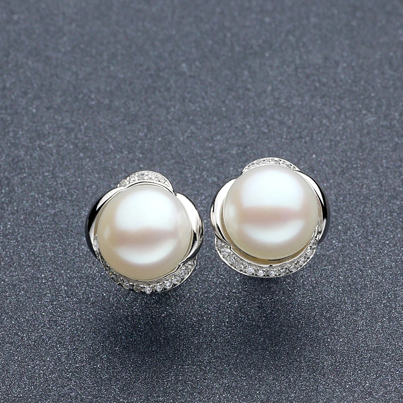 Natural pearls stud earring for women girl wife in 925 sterling silver AAAAA Pea - £44.91 GBP