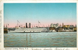 UDBK Postcard NY K129 Steamboat Landing Albany Reichner Bros Made in Germany - £6.12 GBP