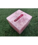 5&quot;x5&quot; Pink Rose Quartz Napkin Holder Tissue Box Luxurious Gift Item Hand... - £242.11 GBP