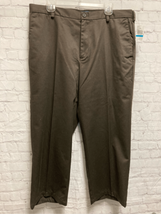 Izod Mens Dress Pants Flat Front American Chino Brown 36 x 34 Straight Leg New - £20.38 GBP