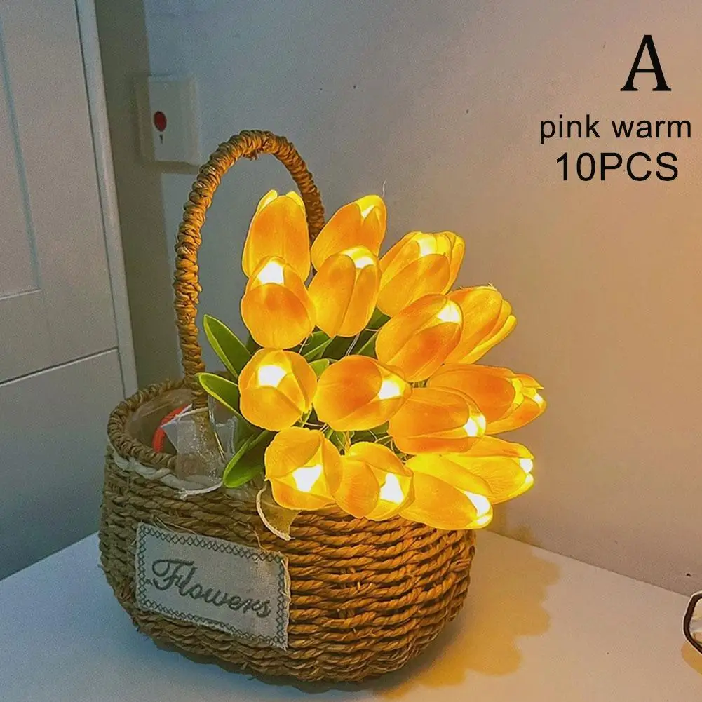 10pcs Tulips With LED Light Tulip Artificial Flowers Table Lamp Simulation - £12.83 GBP+