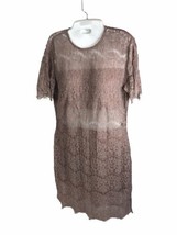 Leith lace dress Taupe Sheer Scalloped edge S-M - £11.89 GBP