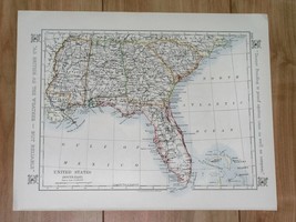 1921 Antique Map Of Florida Georgia South Carolina New York Maine Virginia - £21.92 GBP