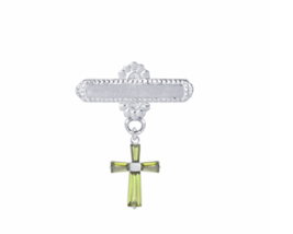 Sterling Silver August Peridot Birthstone Cross Bar Pin - £47.44 GBP