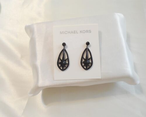 Michael Kors 1-5/8"Black Tone Jet Stone Pave Starburst Drop Earrings C790 $115 - $54.71