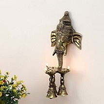 Metal Ganesha Wall Hanging Diya with Bells for Home Decor, Gold Metal Hanging Di - £31.13 GBP