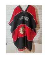 NHL Chicago Blackhawks Hockey Poncho Black Red Heavy Winter Fan - $943.36 MXN