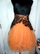 Orange black Party Dress Corsetted Back Gorgeous Wedding dress - $34.64